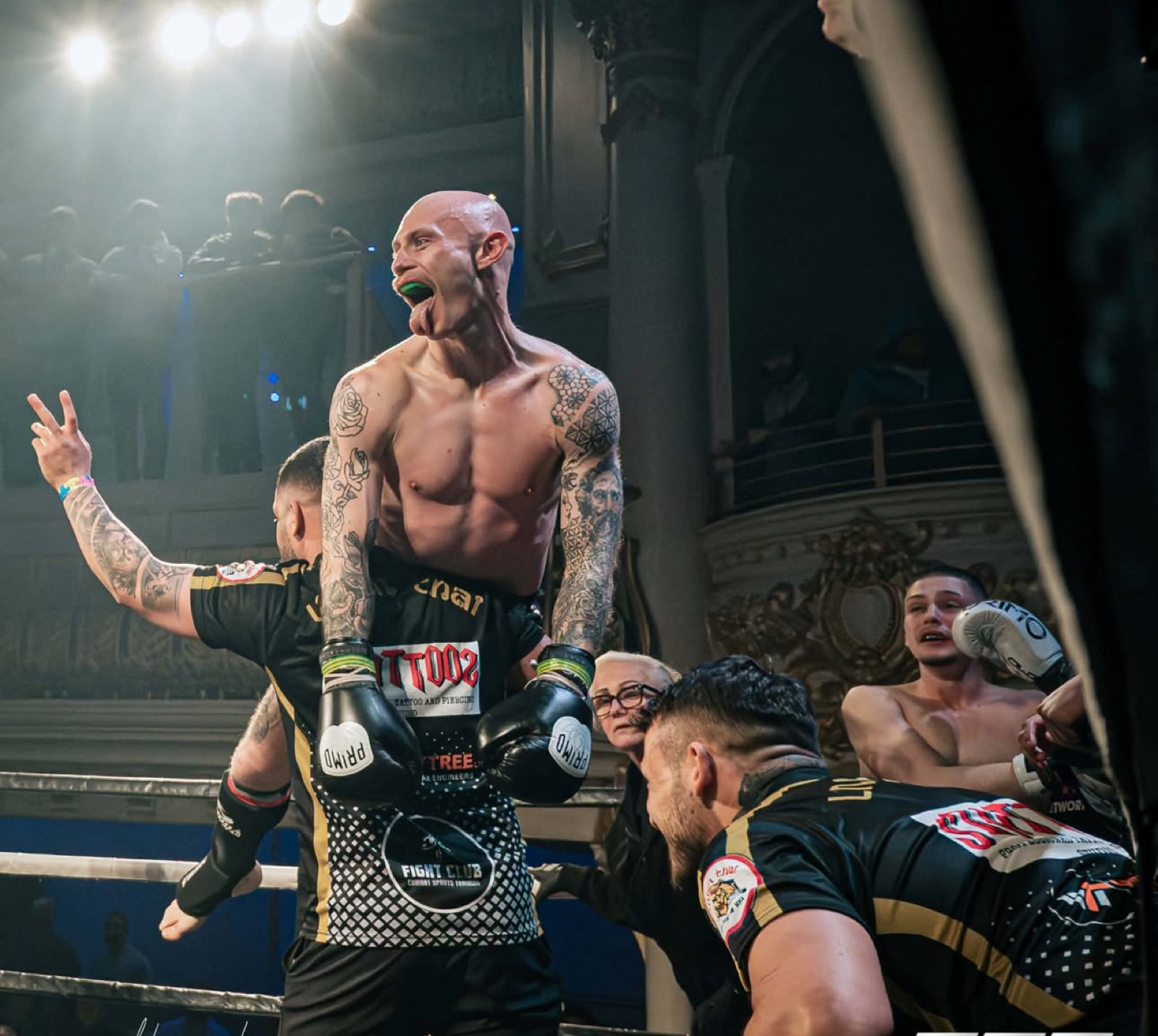 Union Thai fighter celebrating in the ring on fight night